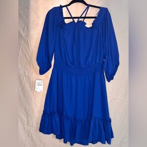 STATE Royal Blue Dress with Ruffle Details